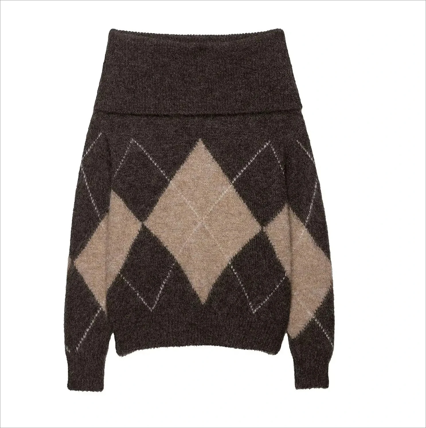 

Новый многослойный вязаный свитер Maillard с длинными рукавами и открытыми плечами, женский топ, осенний пуловер, повседневный сексуальный уникальный модный топ