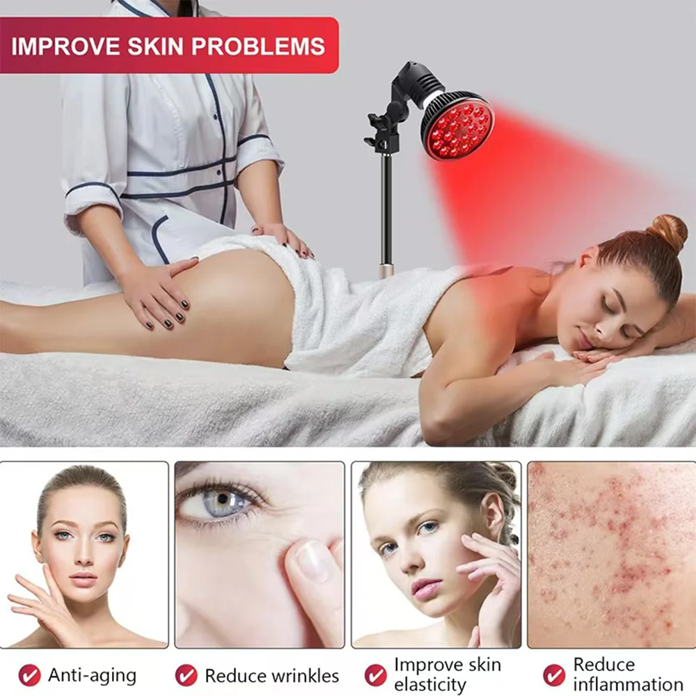 54W Red Light Therapy Lamp - LED Face & Body Beauty&Treatment, Adjustable Stand 10-16.5in, 18 LEDs 660nm & 850nm Combo Lamp - view 4