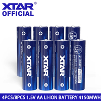 XTAR AA 4150mWh 1.5V Li-Ion Rechargeable Battery AA Lithium Batteries with Smart LED Indicator Top Battery FOR Clock Mouse
