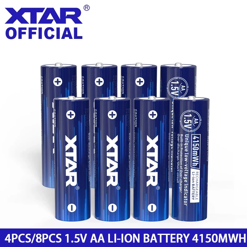 XTAR AA 4150mWh 2500mAh 1.5V Li-Ion Rechargeable Battery Lithium Batteries with Smart LED Indicator Top Battery FOR Clock Mouse