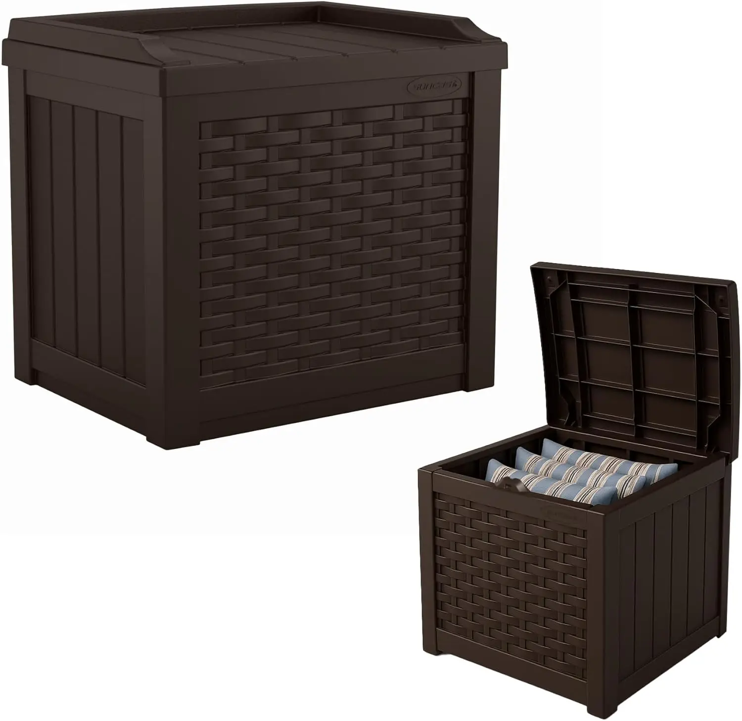 Outdoor Storage Box 22 Gallon Resin Deck Box Weatherproof Patio Bin for Cushions Tools Towels
