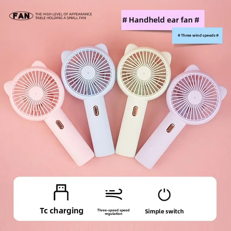 

Портативный мини-вентилятор с USB-зарядкой в виде мультяшного котенка, с подставкой, для улицы, для студентов и детей, подарок, 7.8см*4см*14.5см