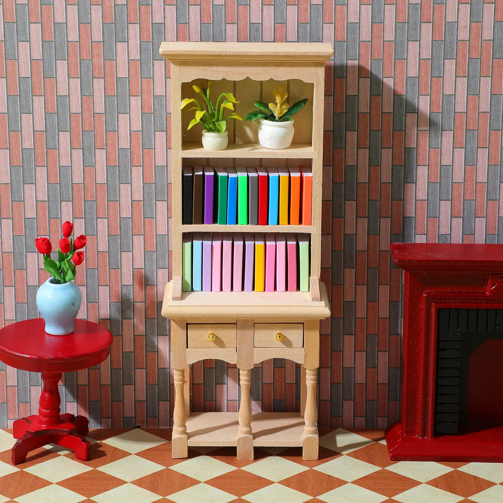 

Miniature Bookshelf for Mini House Furniture Wooden Dollhouse Bookcase Vivid Decorative Cabinet Perfect Gift for Collectors