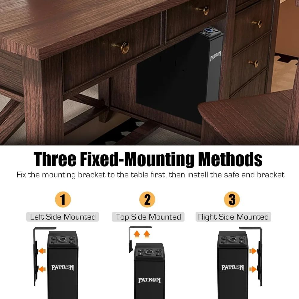 Biometric Slider Gun Safe for Handgun,Hidden Fingerprint Gun Safe Box for Home Nightstand Desk Bedside,Wall Mounted Lock Quickly