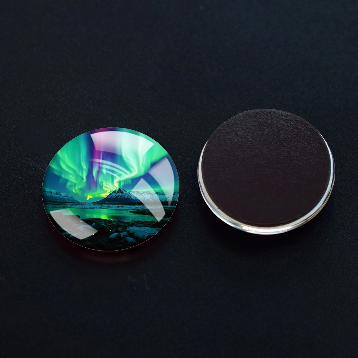 1PC 30MM Beautiful Aurora Borealis Dome Glass Circular Refrigerator Sticker Northern Lights Home Decoration Travel Souvenir