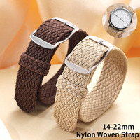 14mm 16mm 18mm 20mm 22mm Woven Nylon Watch Band for Perlon Strap Women Men Replacement Bracelet Sport Fabric Wristband Accessory