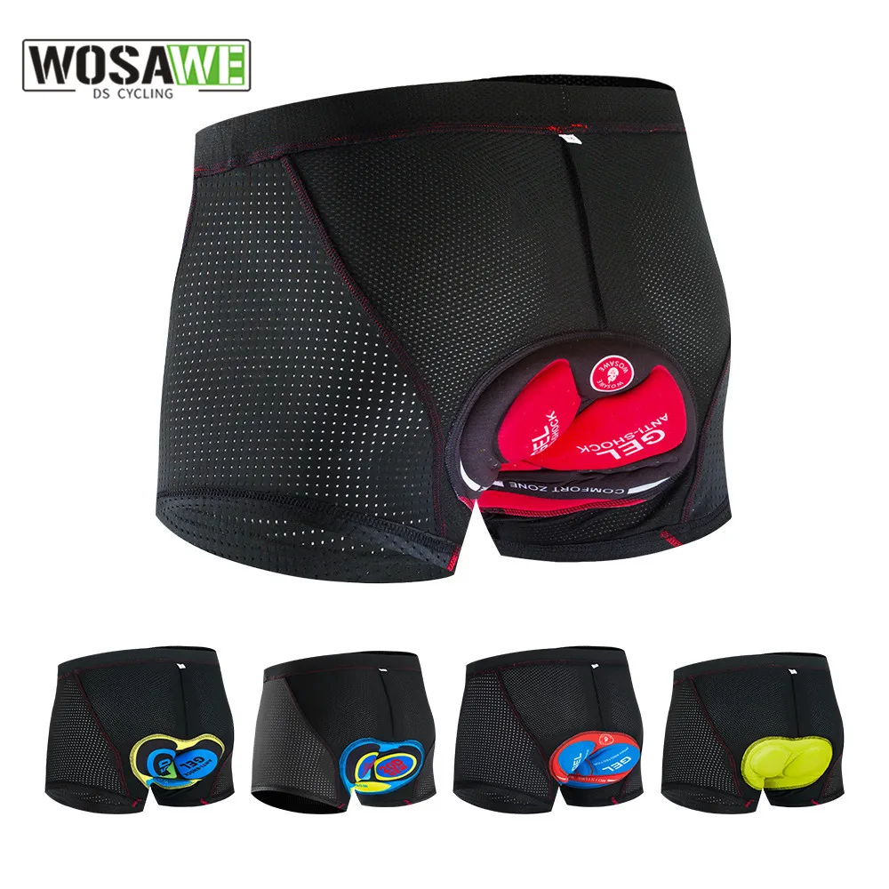 

WOSAWE Cycling Shorts Men MTB Shorts Underpant Shockproof Quick Dry Breathable 5D Gel Padded Bicycle Padded Shorts