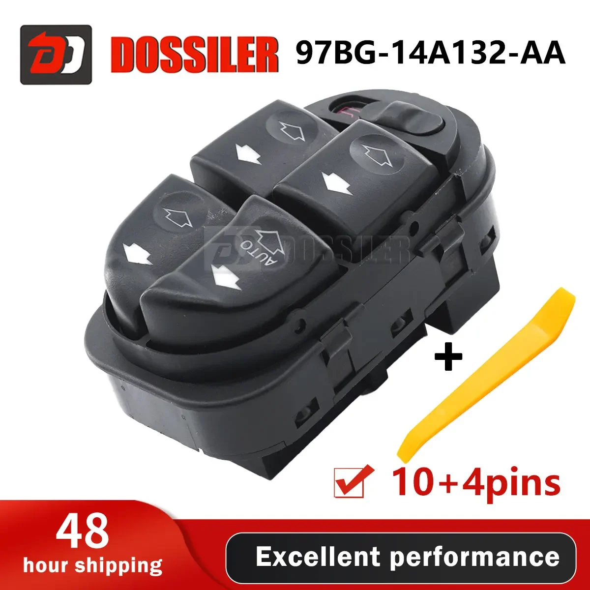 

97BG-14A132-AA Dossiler Power Master Window Control Switch LHD Compatible with Mondeo MK2 II 1996 1997 1998 1999 2000 10+4 Pins