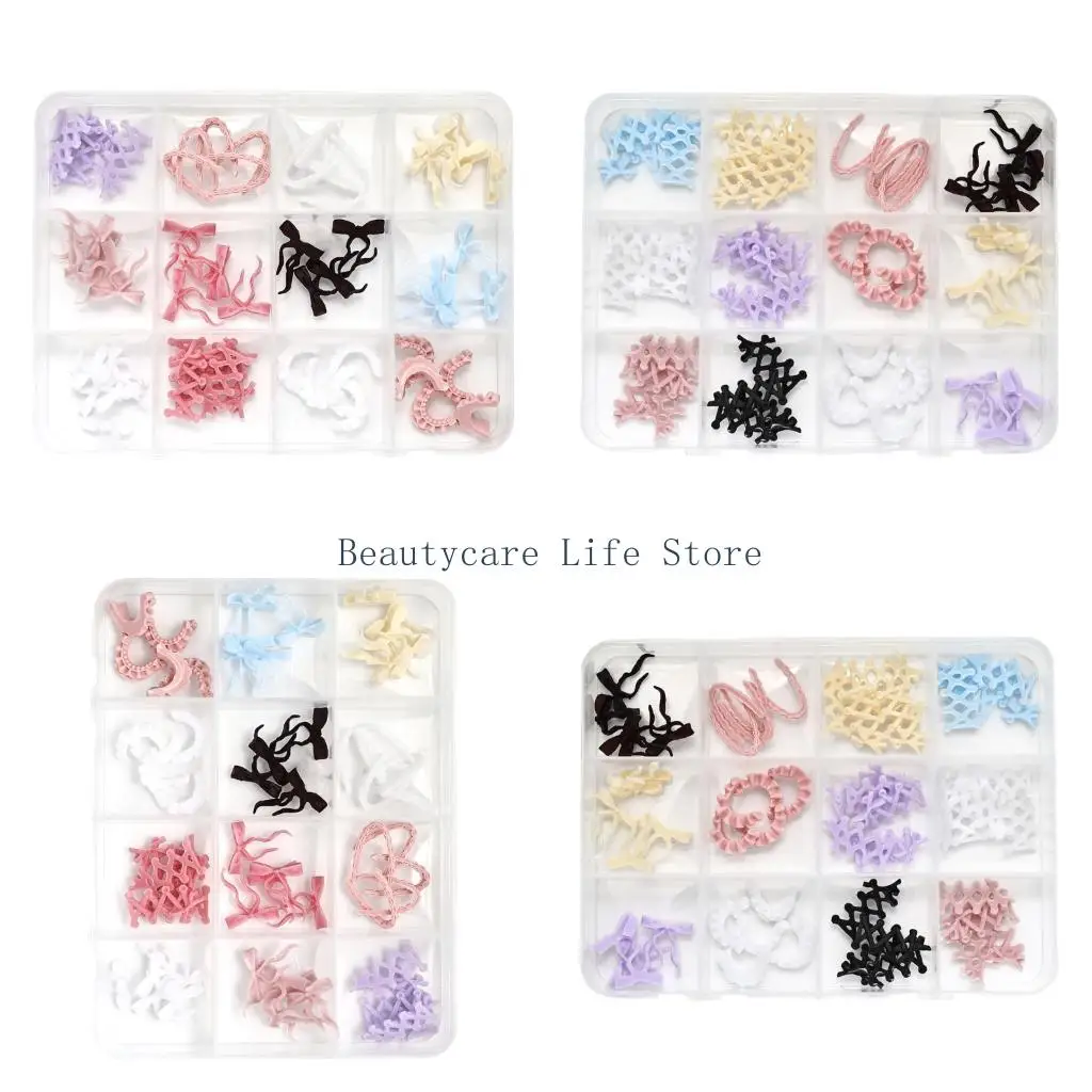 

652C 3D Nail Charms Set,Bows Butterfly Heart Nail Art Charms,Colorful Nail Art Supplies Resin Nail Rhinestones for Womens