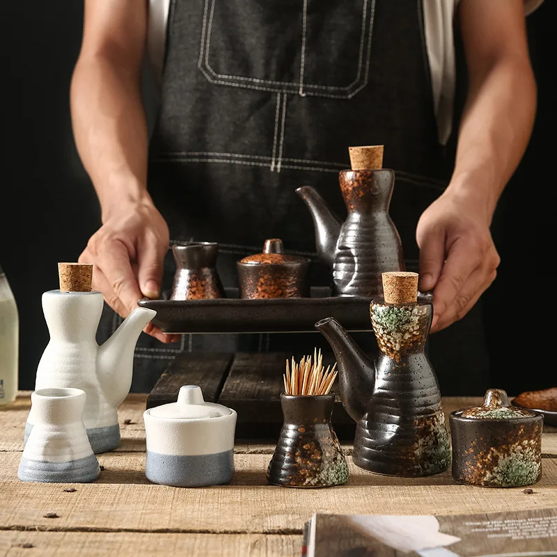 Olla de condimento para salsa, vinagre, pimienta con agujeros, botella de sal, tubo de palillo de dientes, utensilios de condimento para el hogar, botella de condimento de carne horneada