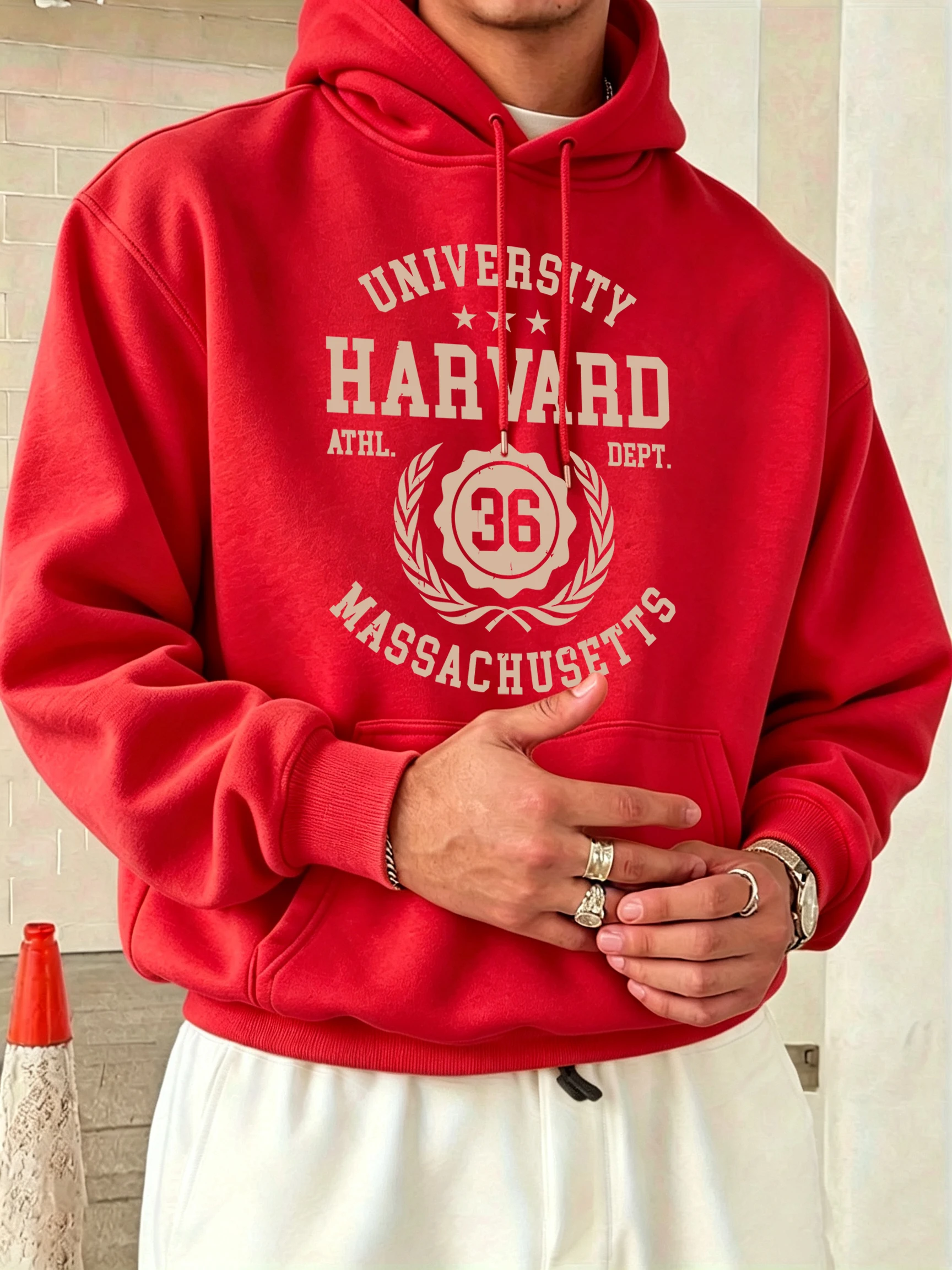 University Harvard Massachusetts Print Autumn All-Match Sweatshirt Herren Sport Street Hoodie Loose Casual Top Fleece Bequeme Kleidung