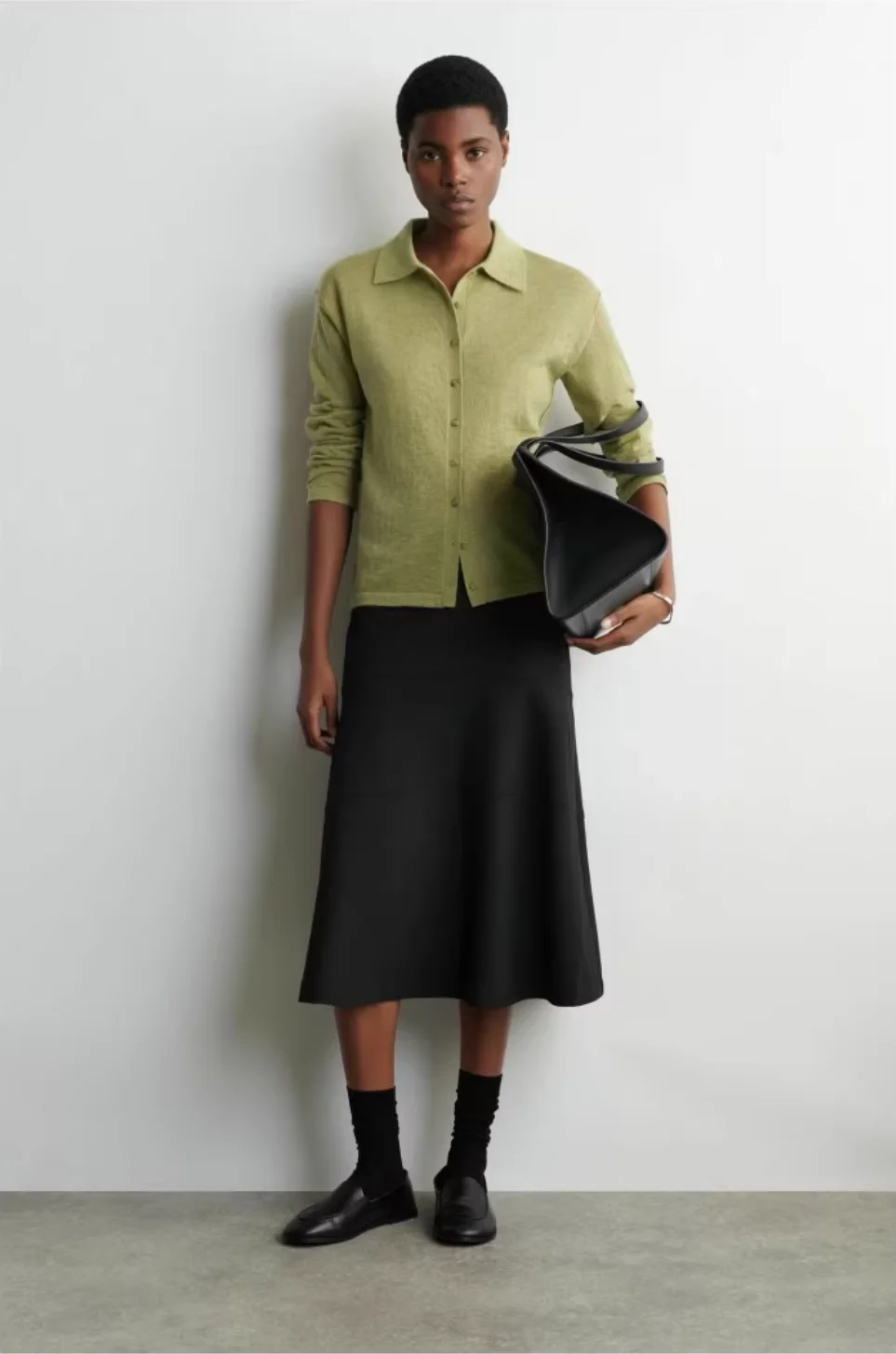 

XIMIAN APPAREL 2026 YAZHIMEI cos spring new style of Women's casual style green mohair blended long-sleeved shirt