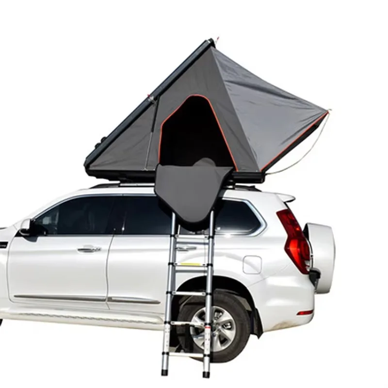 Camping triangular aluminum hard shell roof top tent car tent