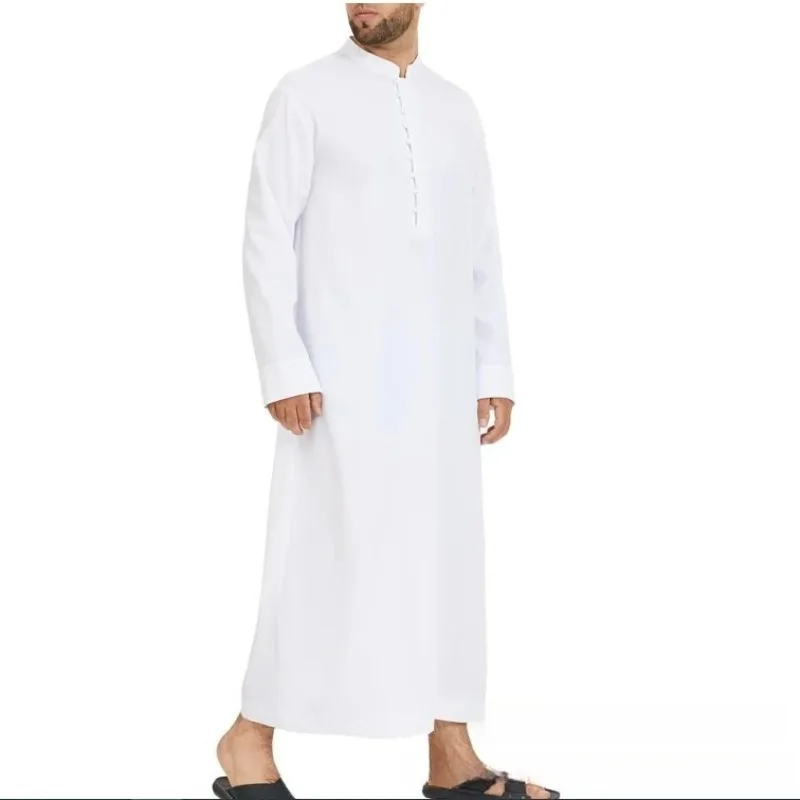 2026 رداء رجالي عربي في الشرق الأوسط فضفاض بياقة واقفة رداء جديد برقبة دائرية