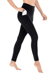 Polyester Fitness LeggingsHot Sale Gym Leggins High Waist Elastic Yoga Trousers Women's Sports Pants Pockets