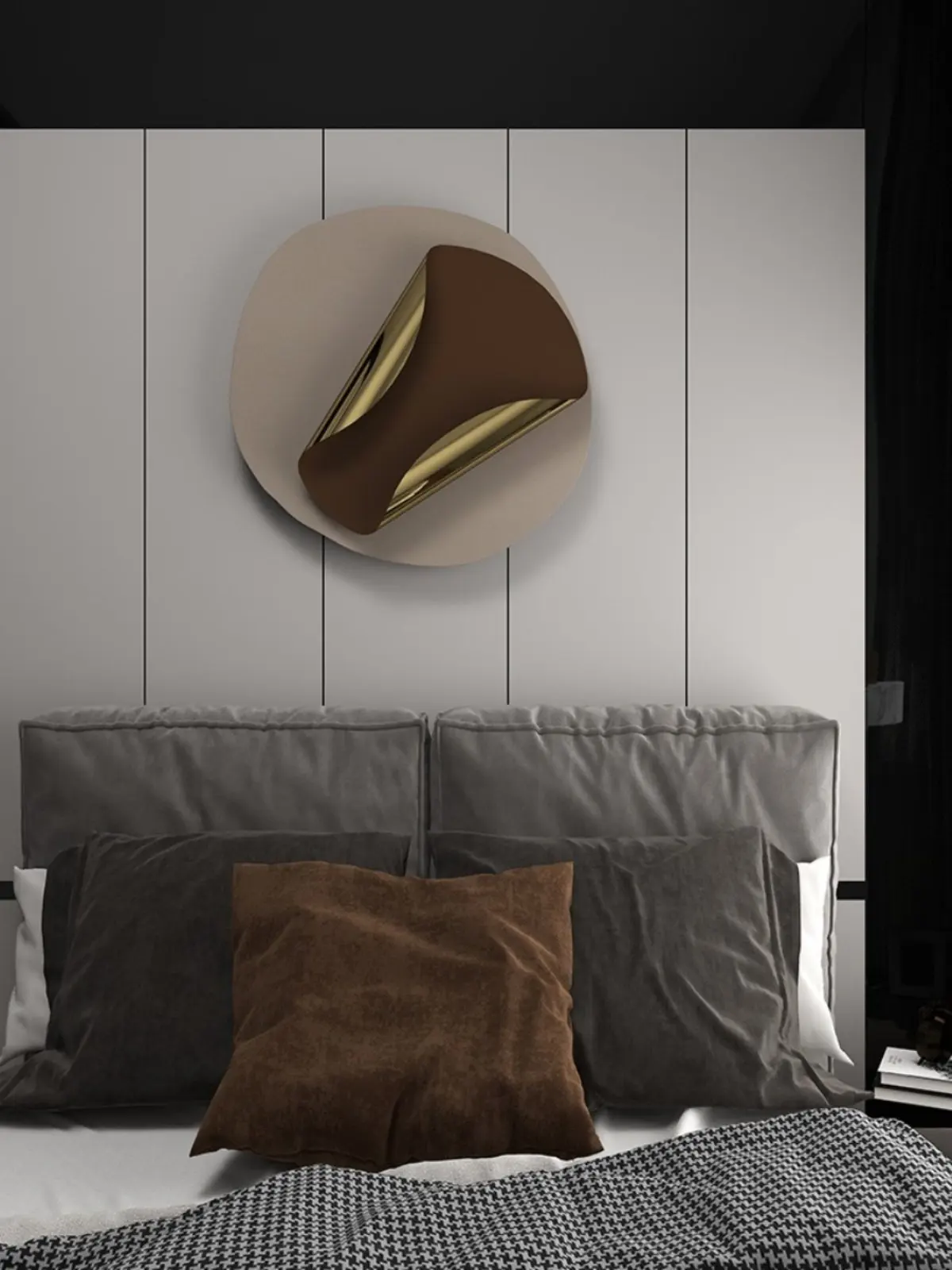 Simple light luxury wrought iron wall decoration living room wall decoration pendant hotel model room metal wall minimalist deco