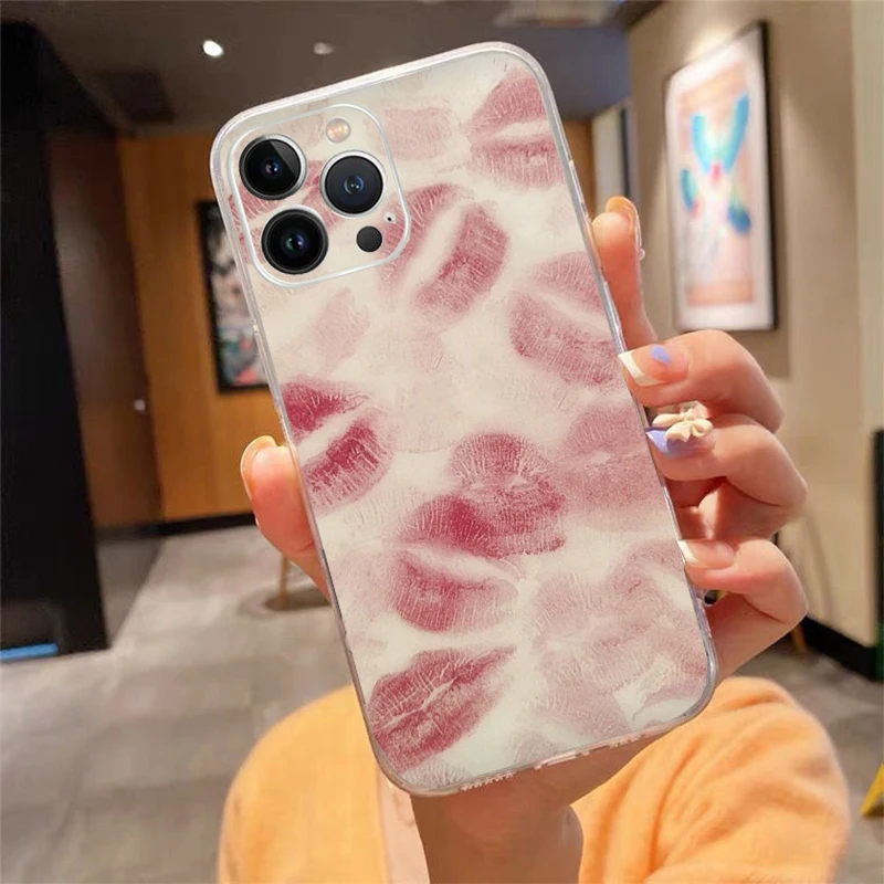 

Lips kiss Phone Case Carcasa Funda For iPhone 17 Pro Max Air 16 15 14 13 Pro Max 15 16 Pro 15Plus Case