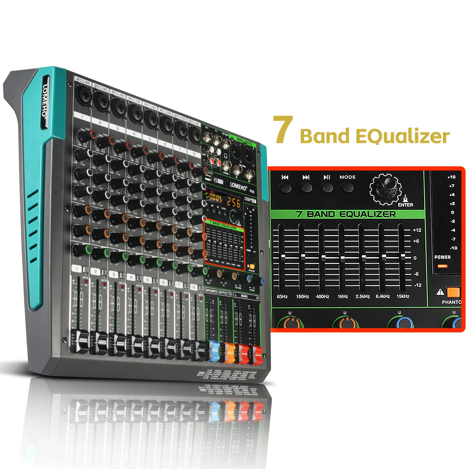 Imagem -06 - Lomeho-mixing Console Bluetooth Audio Mixer 256 Efeitos Digitais Mesa de Som 48v Usb Play dj Controller Canais Canais Pa6 8