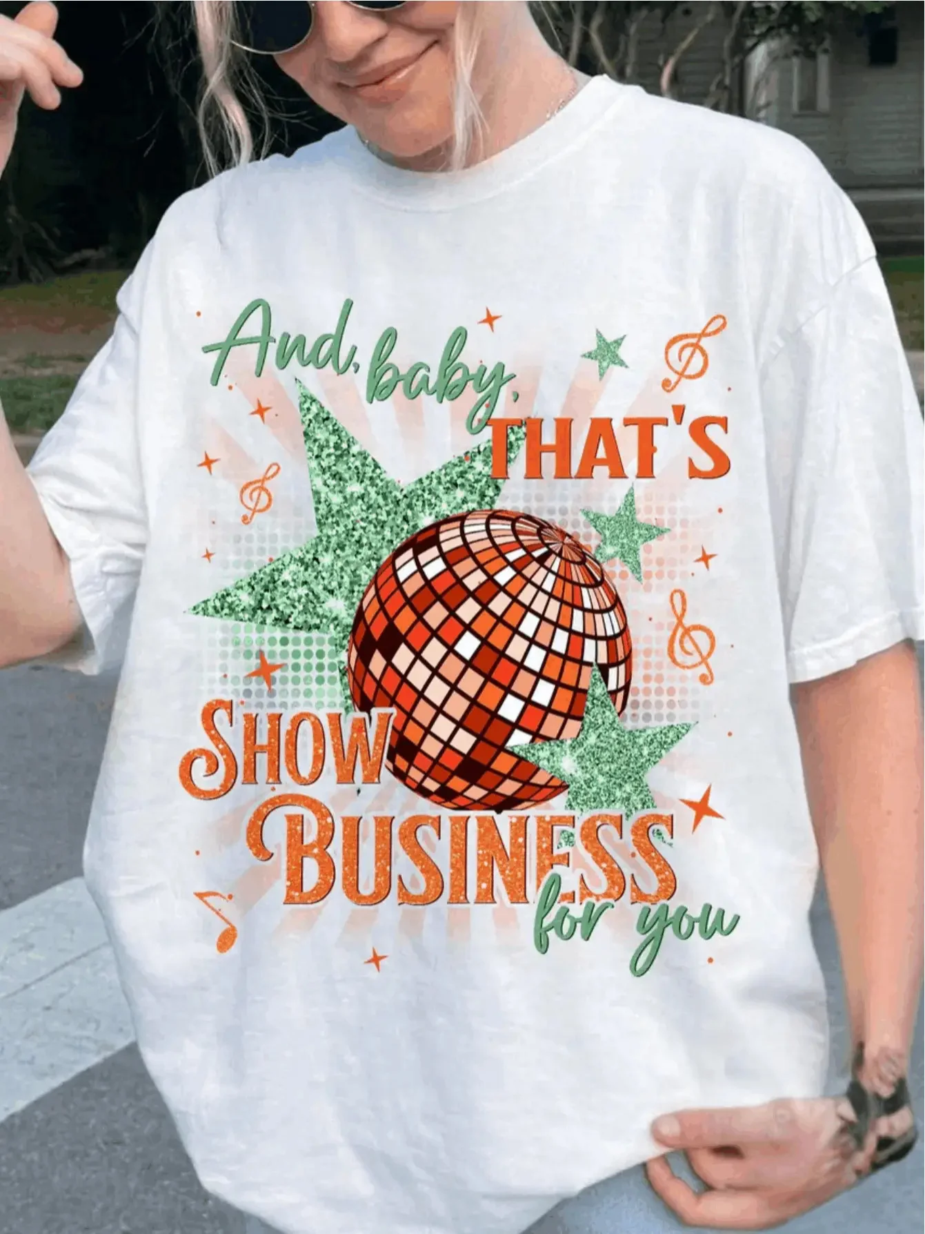 السيدات ريترو 80s ديسكو راقصة نمط تي شيرت عارضة جولة الرقبة قصيرة الأكمام تي شيرت الرجعية الكرة زي #1