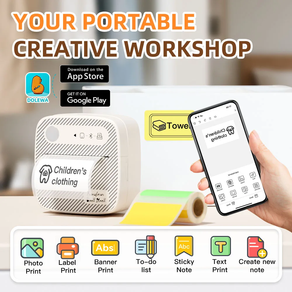 

Thermal Label Printer B3 Protable Bluetooth Wireless Self-Adhesive Printer Tag Price Machine for Office School Kitchen
