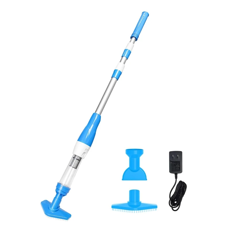 Aspirador de pó para piscina, sucção forte para spas, banheiras de hidromassagem, detritos de areia, piscinas, portátil, recarregável, sucção de cerdas, 3 bicos
