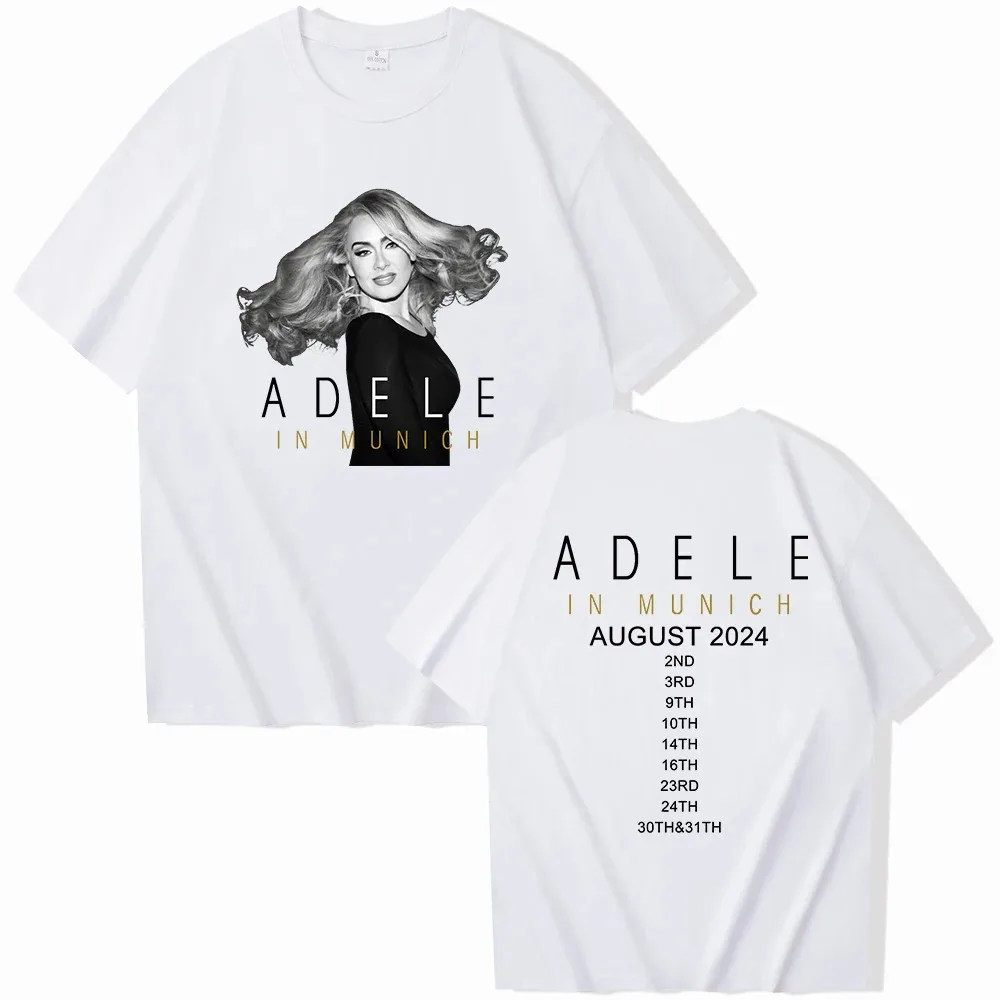 Popular Short Sleeve Adele Munich Tour August 2024 Printed T-shirt O Neck Loose Comfortable Short Sleeve Men T-shirt Fan Gift