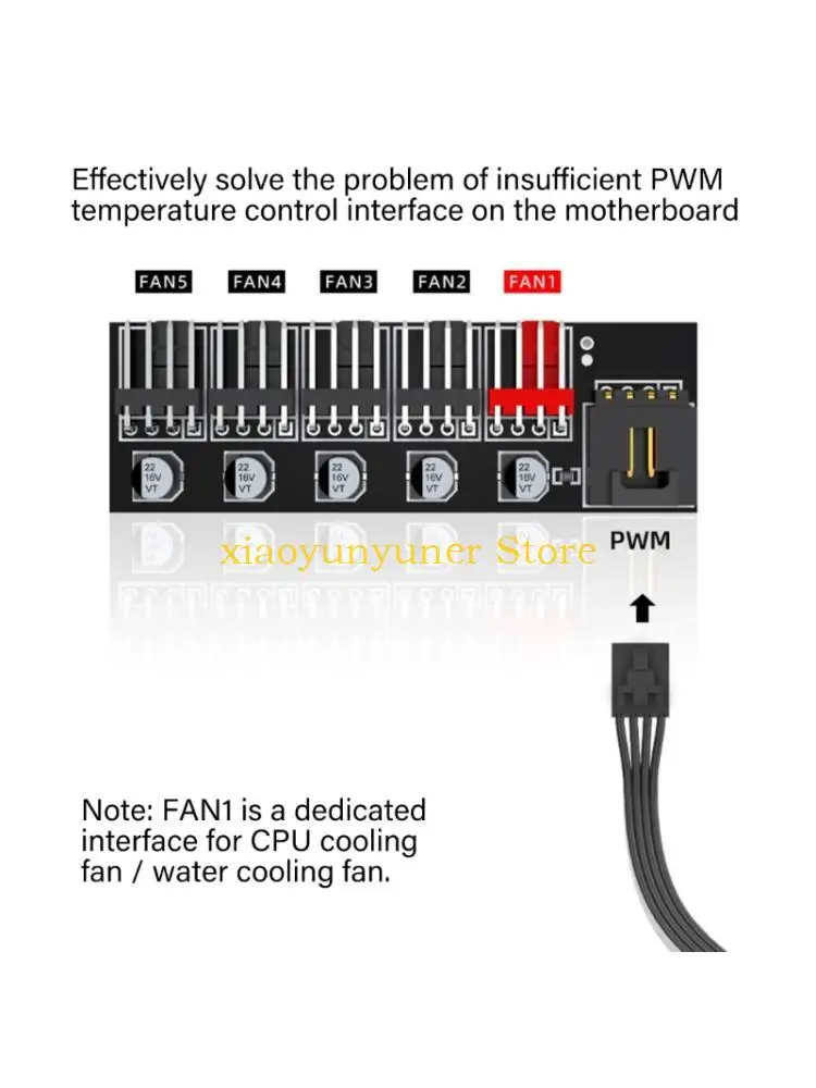 P9JB PC Case Fan Speed 4Pin Extension Hub 5 Port 4Pin Distribution For Efficient Heat Dissipation And Universal Compatibility