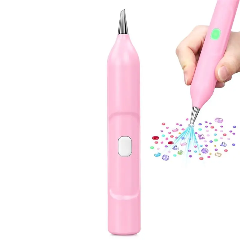 A19F-Electric Diamonds Painting Pen, Vacuum Diamond Art Pen No Wax Needed, Diamond Tool Diamond Pen Tool Pink