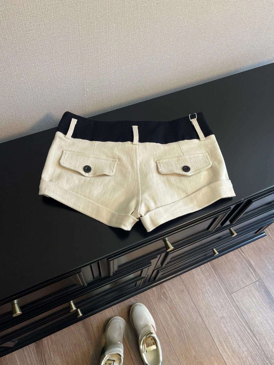 Apricot Low-rise Spliced Denim Shorts Women's Summer New Design Wide-leg Casual Pants Y2k Shorts