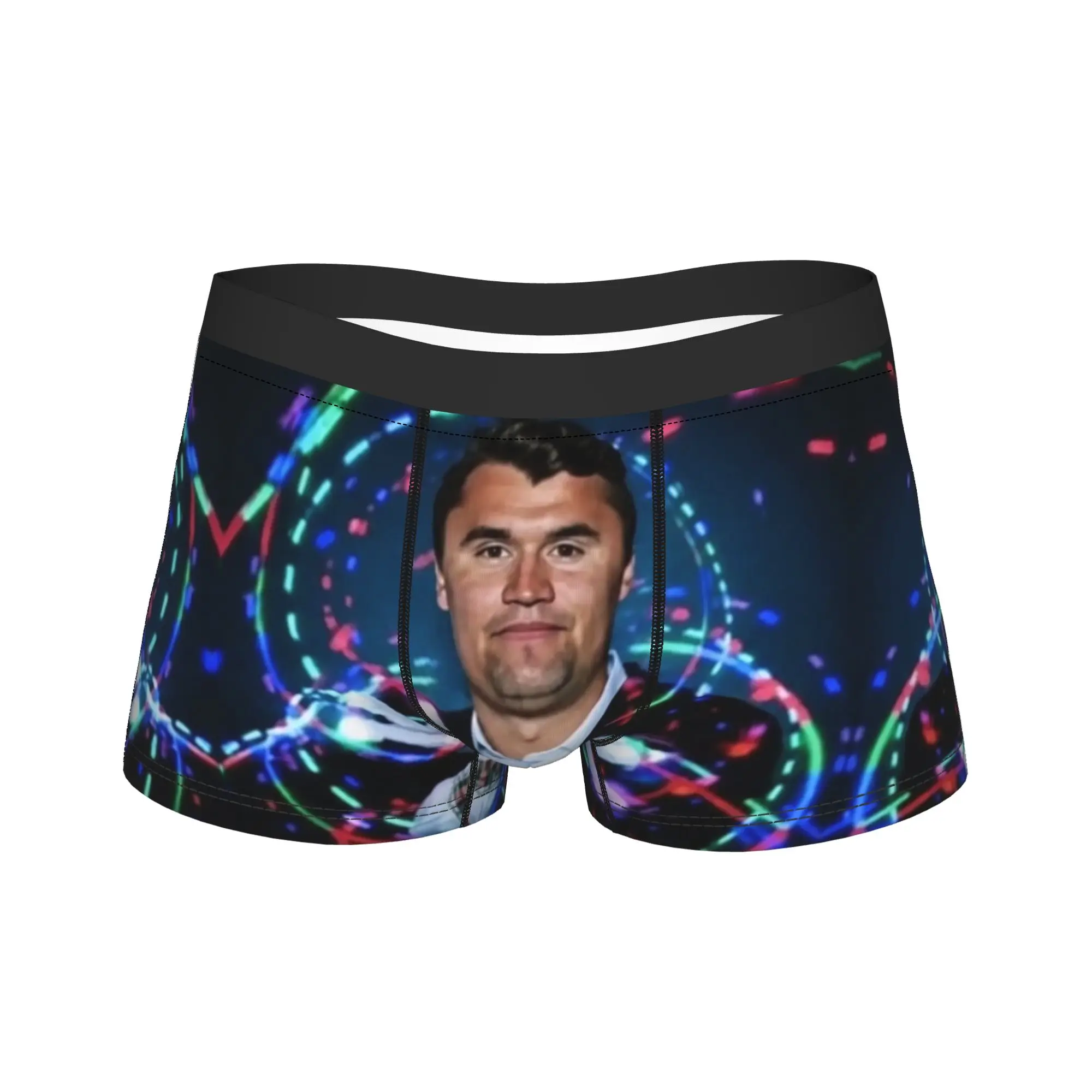 Charlie Kirk Neon Magic Hands Meme Underwear  Male Underpants Pattern Comfortable Trunk High Quality Shorts Briefs Large Size