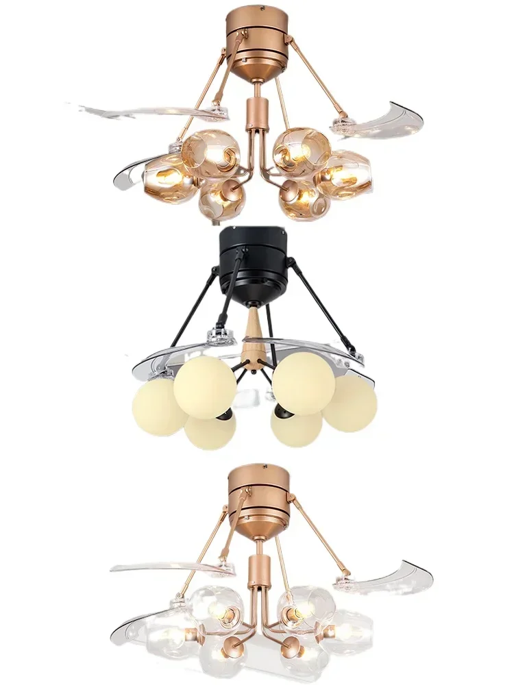 Invisible fan light Ceiling fan light, Nordic magic bean fan light in living room,  chandelier in home dining room