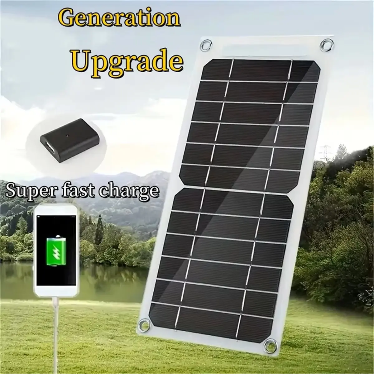 Y65A 5W 5V Monocrystalline Solar Panel, Waterproof with USB for Outdoor Mobile Charging