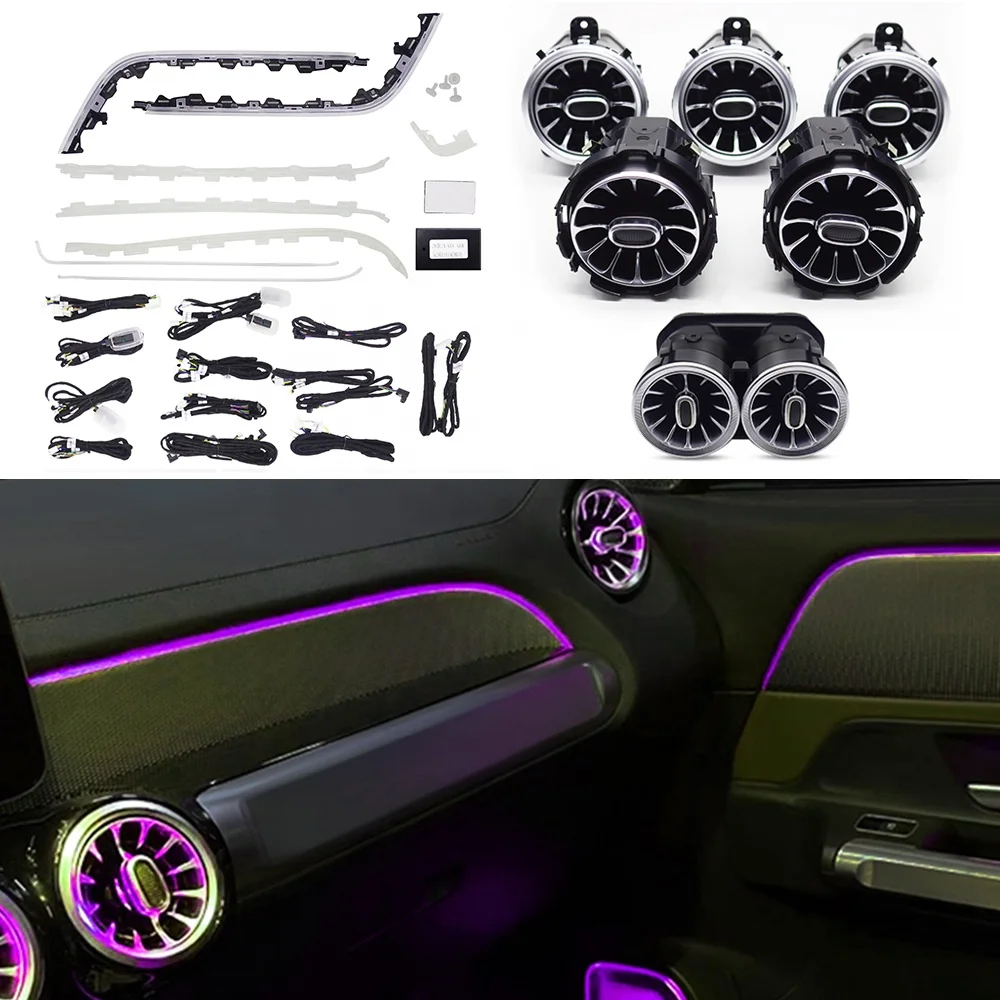 

64 Colors RGB Car Ambient Light Kit For Mercedes-Benz GLB W247 With Turbine Air Vents & Interior Decor