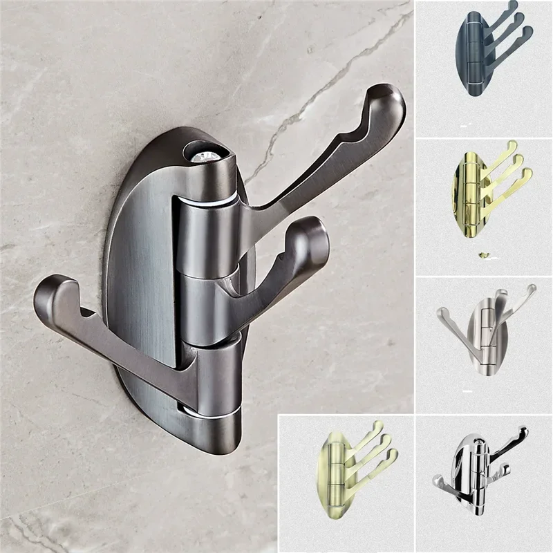 Gray Towel Hooks Wall Mounted Antique Rotating Robe Hooks,Mental Clothes Hook,Towel Holder,Bathroom hook accessories