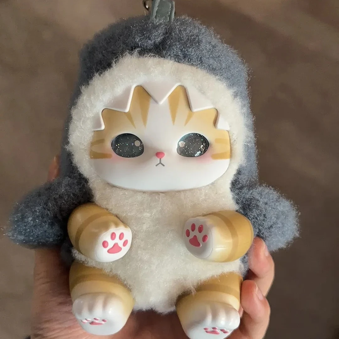 Cute Shark Cat Vinyl Plush Keychain Japanese Style Cat Animal Costume Bag Gift For Bag Decoration Reproduction Version