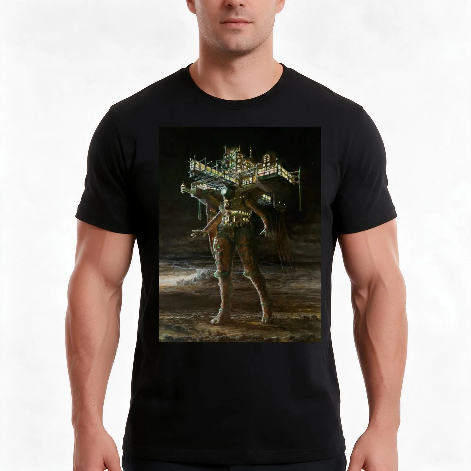 Cryptic Utopia 1 T-Shirt, Summer Casual Cotton Tee, Oversized Streetwear Tops, Vintage Graphic Print, Loose Fit Short Sleeve