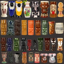 Hawaii Ceramic Tiki Mug Creative Porcelain Beer Wine Mug Party Cocktail Glass Cup Bar Tool