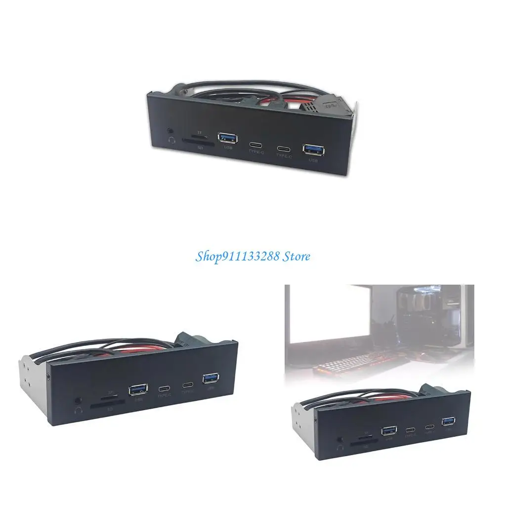

G88D 5.25INCH USB3.2 GEN1 Передняя панель с слотами для карт памяти и двойным USB3.0 +Type C Adapter Earphone