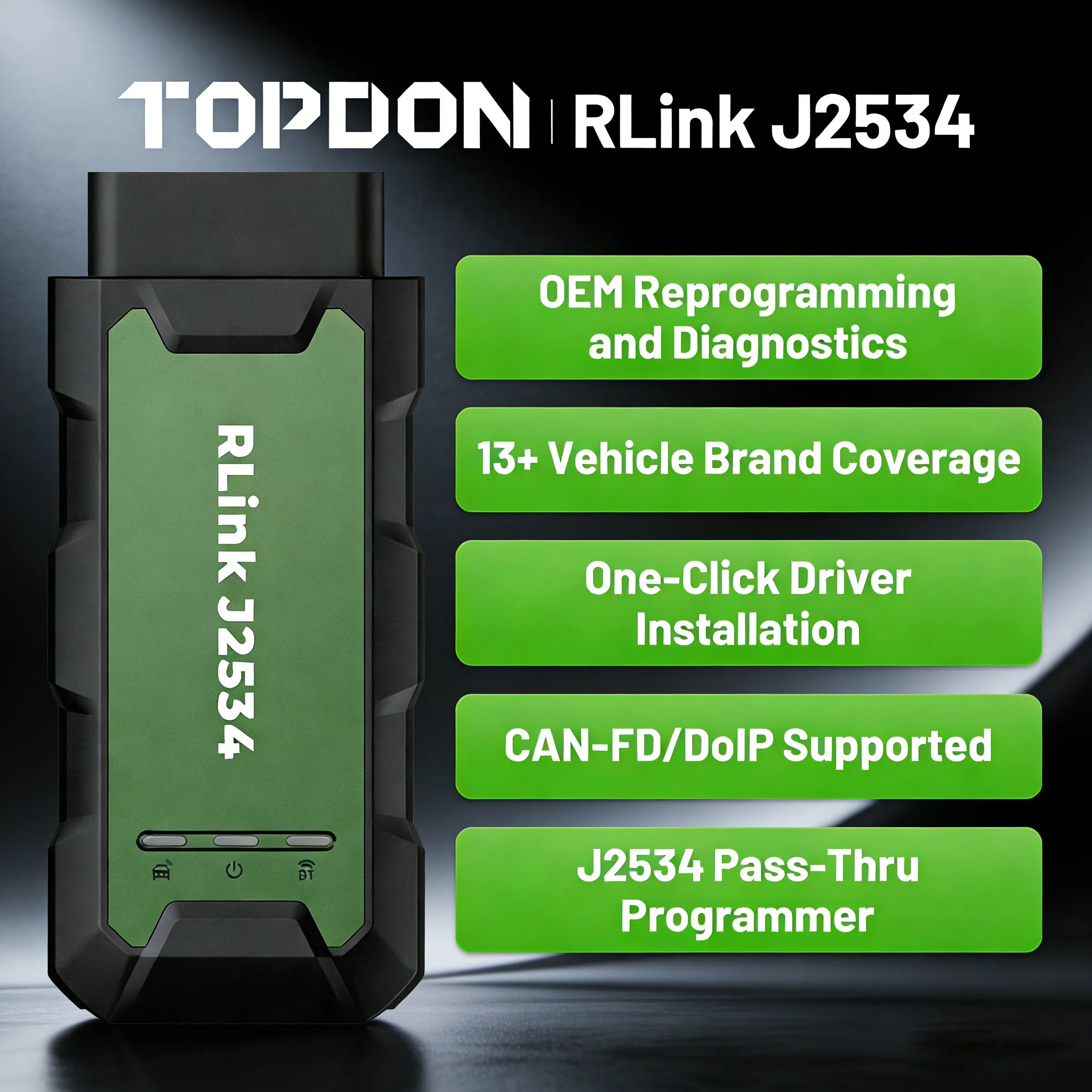 2026 TOPDON RLink J2534 Pass-Thru Programmer OEM Reprogramming and Diagnostic Tool Enhanced J2534 VCI
