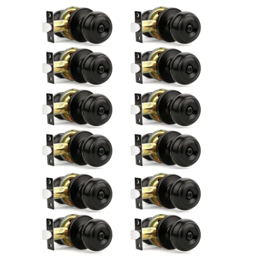 

Pack Matte Door Knobs Interior, Classic Round Shape Bedroom Doorknobs with Lock, Keyless Modern Design Door Lockset for Bathroo