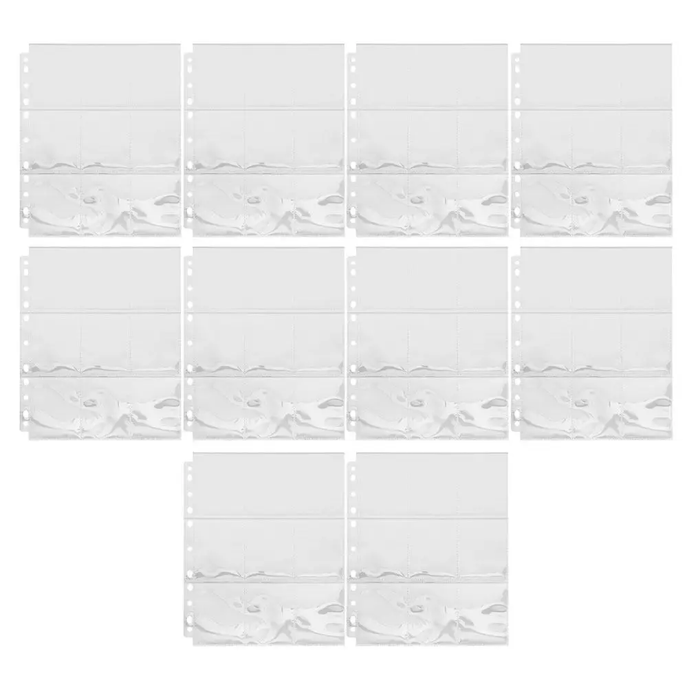 

50Pcs 9 Pocket Photo Card Sleeves Clear PP Binder Pages for Stamp Baseball Game Business Cards Toploading Protective Sheets
