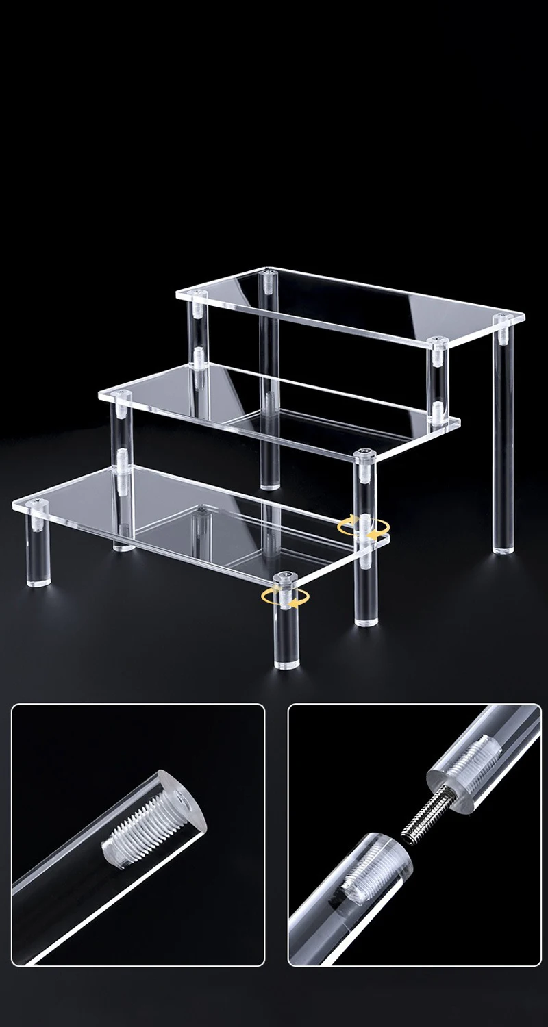 1-5 Tier Acrylic Display Stand Perfume Doll Clay Figurine Blind Box Storage Rack Transparent Ladder Makeup Organization W-2