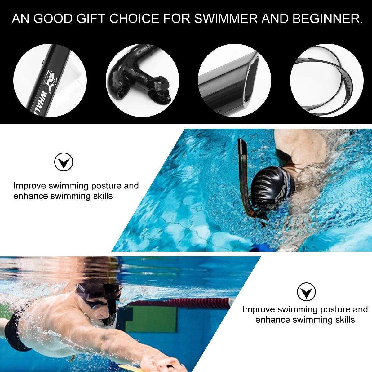 Adjustable Leakproof Swimming Snorkel Snorkeling Gear for Adults Anti Breath Tube