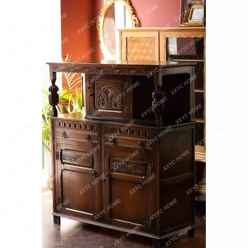 

retro carved dining side storage, dishes, ornaments display, shooting decorative cabinet