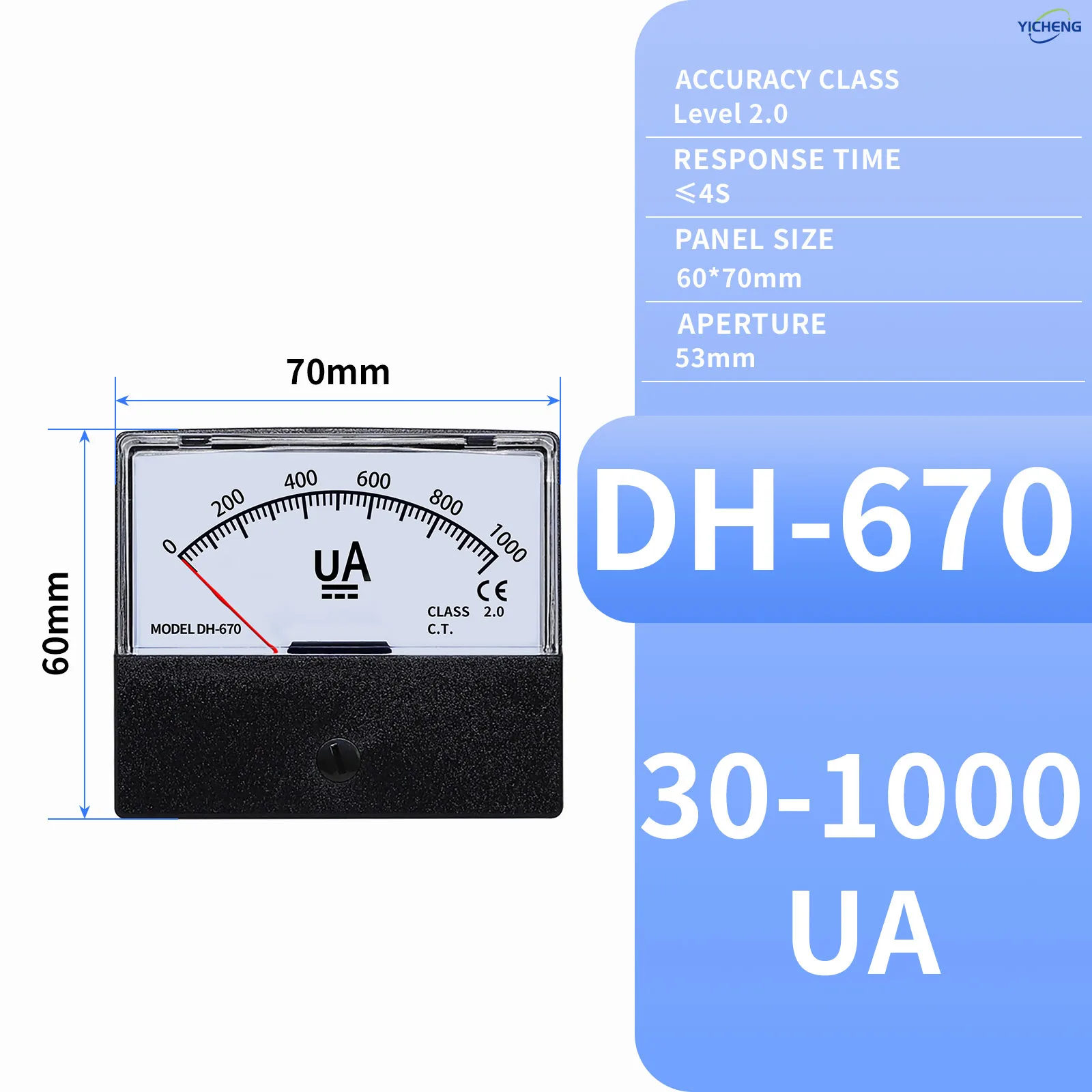 

YICHENG DC Micro ampere mete precise micro current test.30uA50uA100uA200uA300uA500uA1000uA