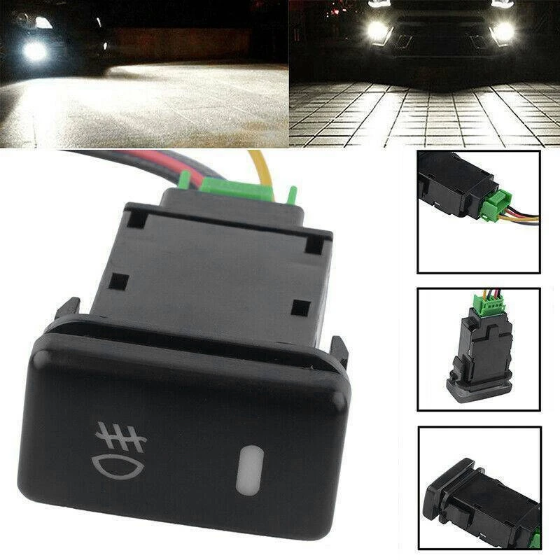 4X 4-Pole 12V Push Button Switch With LED Background Indicator Lights For Fog Lights DRL LED Light Bar(33X22mm)