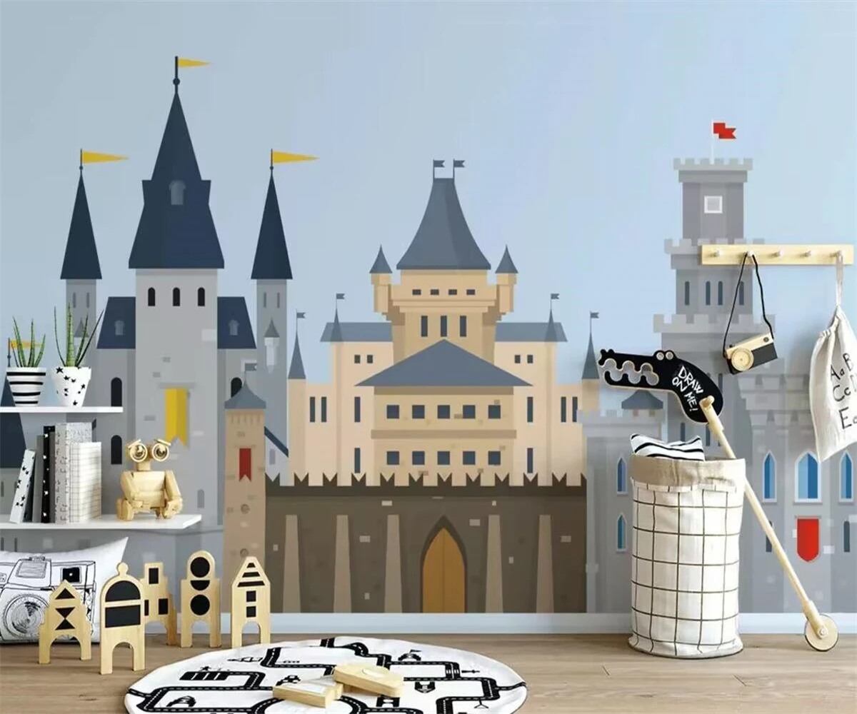 Customized Wallpaper Cartoon Castle Children's Room Background Wall Wallpaper City Landscape Architecture wallpapers home decor