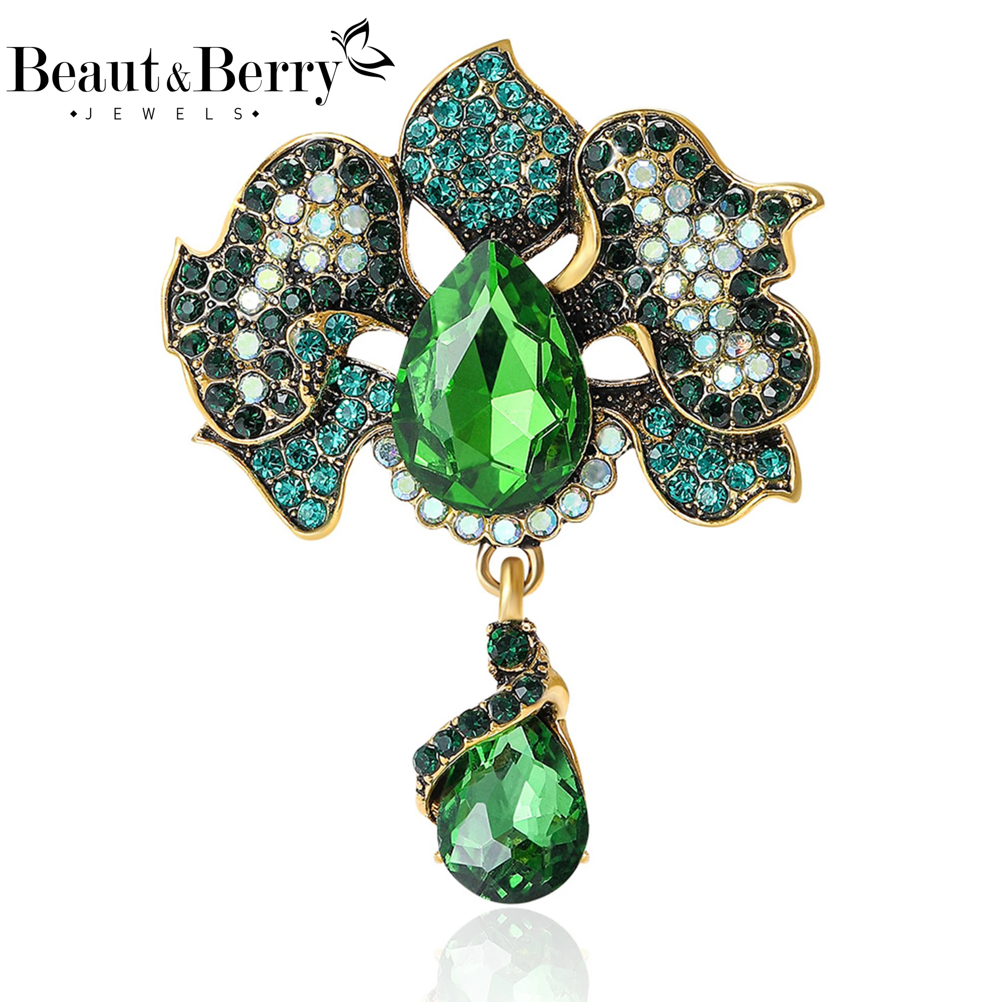 Брошки с листком и стразами Beaut&Berry для женщин