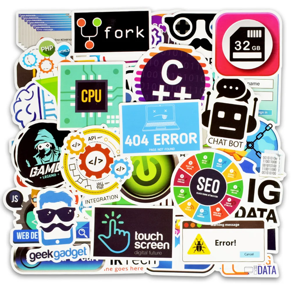 10/30/50pcs Cartoon Programming Cool Stickers Software Programmer Decals DIY Laptop Phone Notebook PC  Graffiti Sticker for Kids