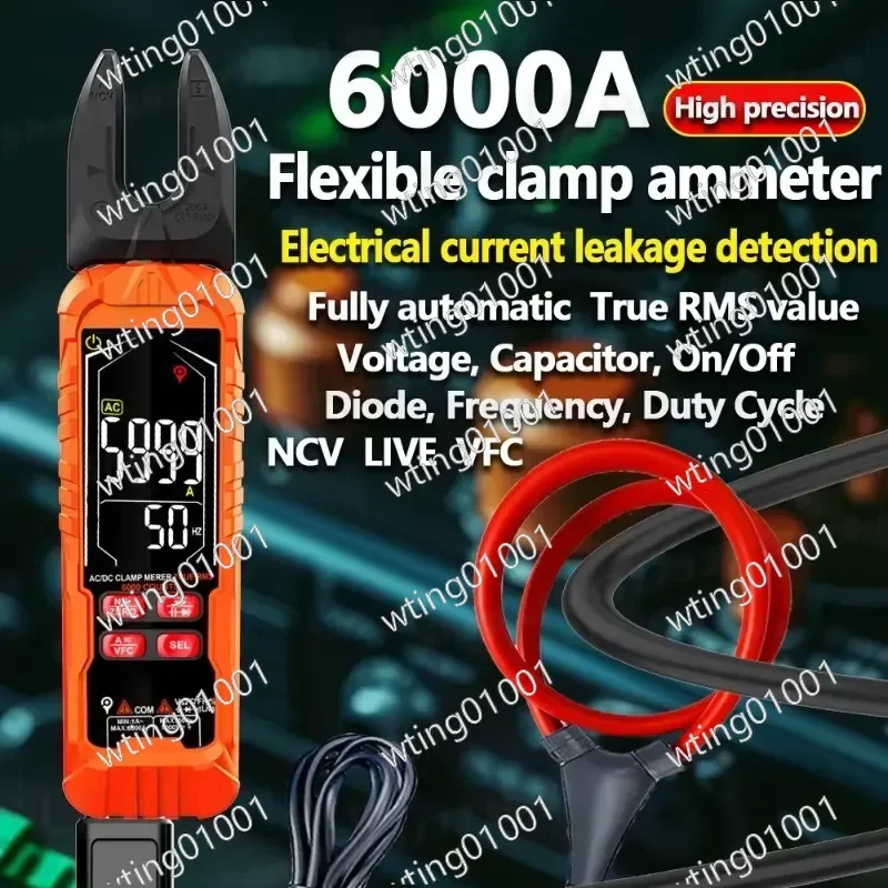 for Clamp Multimeter Digital High Precision U Shaped Flexible Current Meter 6000A Anti Burn Safe Accurate AC DC Measurement